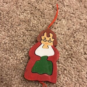 Handcrafted Wooden Grandma Mrs. Claus Ornament K